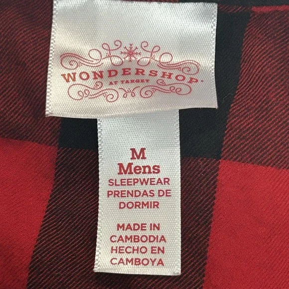 Target Wondershop men's Christmas red buffalo plaid pajamas pjs set size medium - Picture 3 of 10